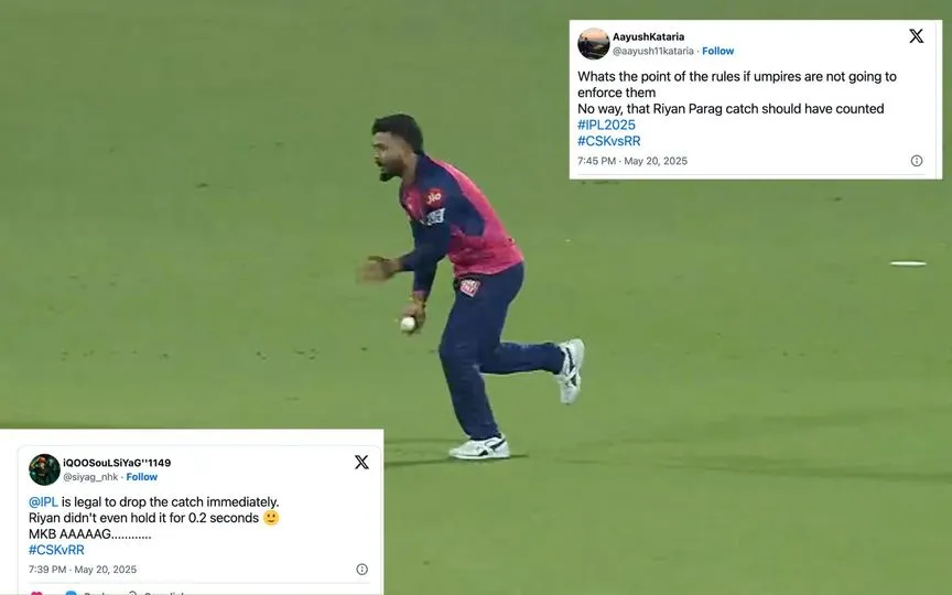 Controversy In CSK vs RR Match! Riyan Parag Accused Of Not Taking A Proper Catch